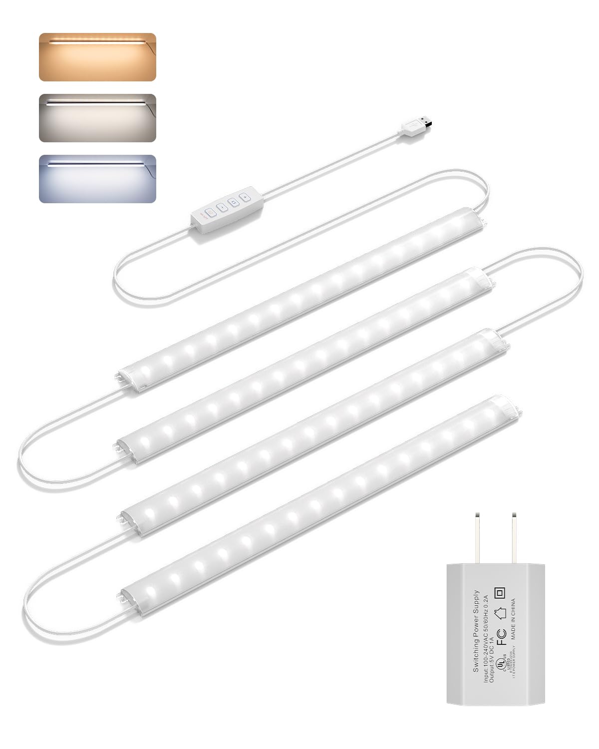 GOODEA Plug-in Under Cabinet Lights, 12inch Ultra Thin LED Dimmable Closet Lights with Memory Function, 3 Color Temperature Under Counter Lights for Kitchen, Cabinet, Workbench, Bookshelf, Desk