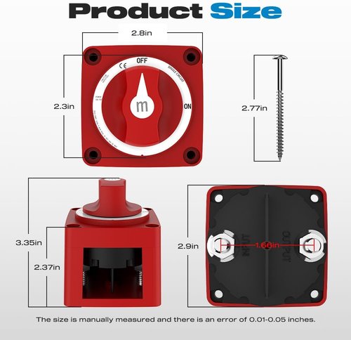 Malictele 300A Battery Disconnect Switch - Heavy Duty Waterproof Ignition Protected Cutoff for Marine, Boat, Car, RV, Truck
