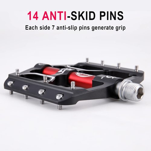 Road/Mountain Bike Pedals - 3 Bearings 9/16” Aluminum Alloy Bicycle Pedals - Mountain Bike Pedal with Removable Anti-Skid Nails