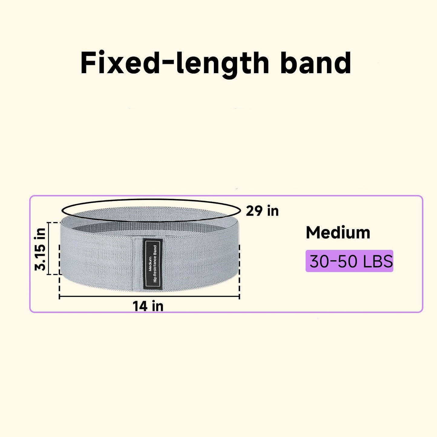 Resistance Bands, Fabric Workout Bands for Women & Men, Cloth Booty Resistance Loop Bands, Thick Squat Bands for Home Fitness, Gym, Yoga, Pilates for Butt Legs Thigh Hip Glute (Grey 30–50 lbs)