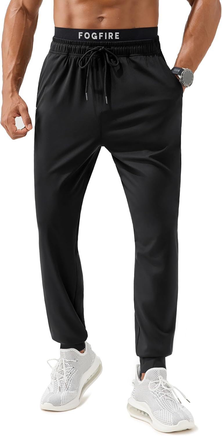 Skiennix Men's Joggers - Lightweight Athletic Sweatpants with Zipper Pockets for Gym & Hiking
