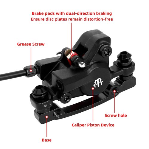 2-Pistons MTB Disc Brake Set Hydraulic Disc Brake Kit Left Rear Right Front with 160mm Rotors Aluminum Alloy Hydraulic Brake Fit for Mountain Bike E-Bike Fat Bike (Black)