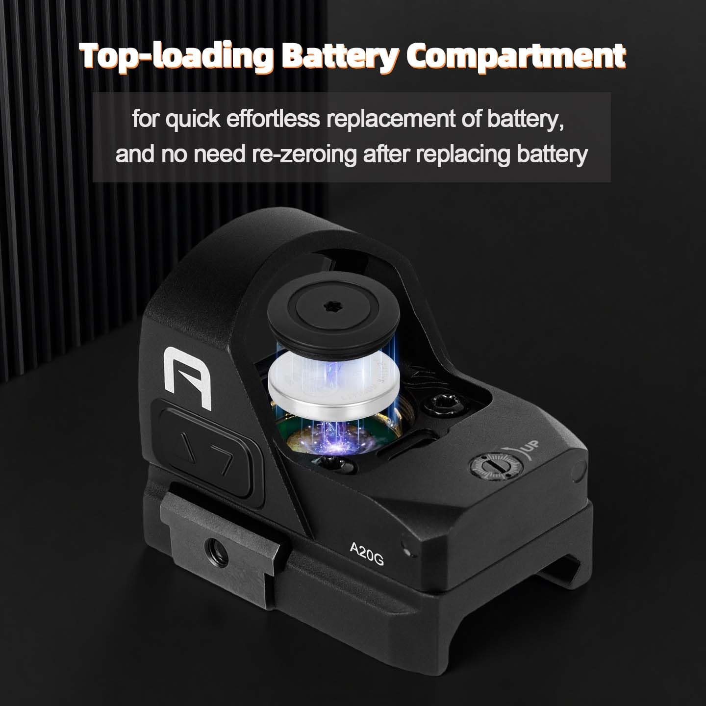 GOWUTAR A20 Green Dot Sight for RMR Footprint 2 MOA Shake Awake Reflex Sight Pistol Optic Rifle Scope with Picatinny Mount