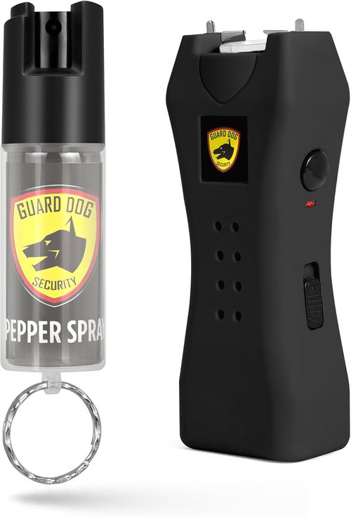Guard Dog Security Mini Stun Gun Flashlight - Rechargeable Self-Defense Keychain with Pepper Spray for Women