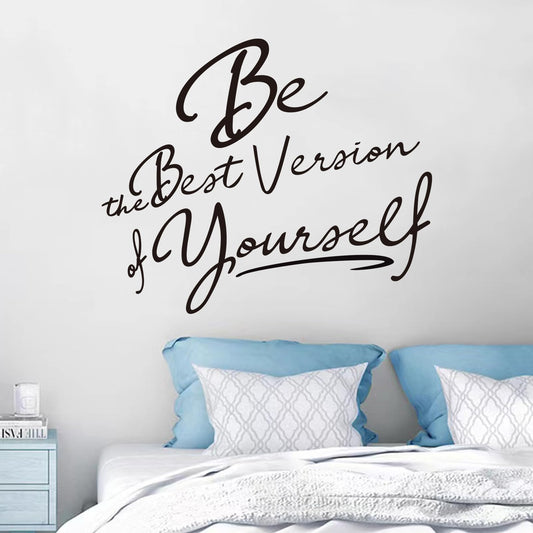 Inspirational Quotes Bedroom Wall Stickers: Women Beautiful Home Positive Vinyl Art Wall Decals - Living Room Bathroom Kitchen Family Wall Decor - Be The Best Version of Yourself 18" X 15"