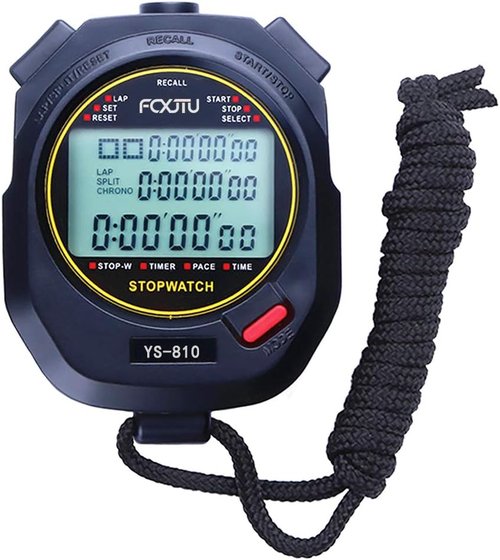 FCXJTU Digital Sports Stopwatch - 10/100 Lap Memory, Water Resistant, Extra Large Screen | Includes Battery & Lanyard