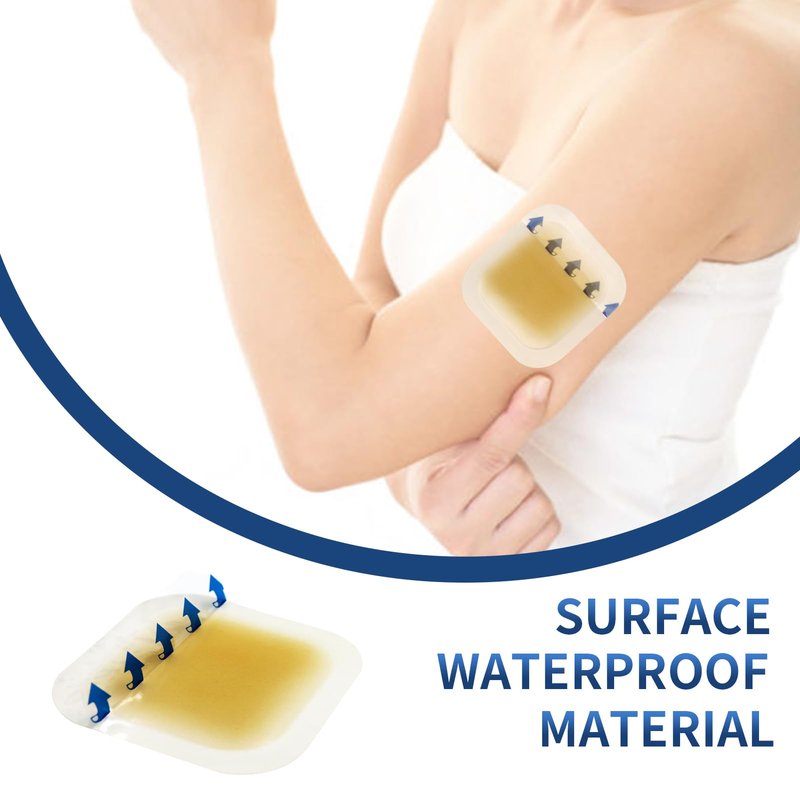 POLYNEW 4" x 4"-10Pcs/Box Hydrocolloid Dressing with Border for Light Exudate, Hydrocolloid Patches Waterproof Wound Dressing, Adhesive Hydrocolloid Bandages, for Pressure Ulcer, Bed Sore