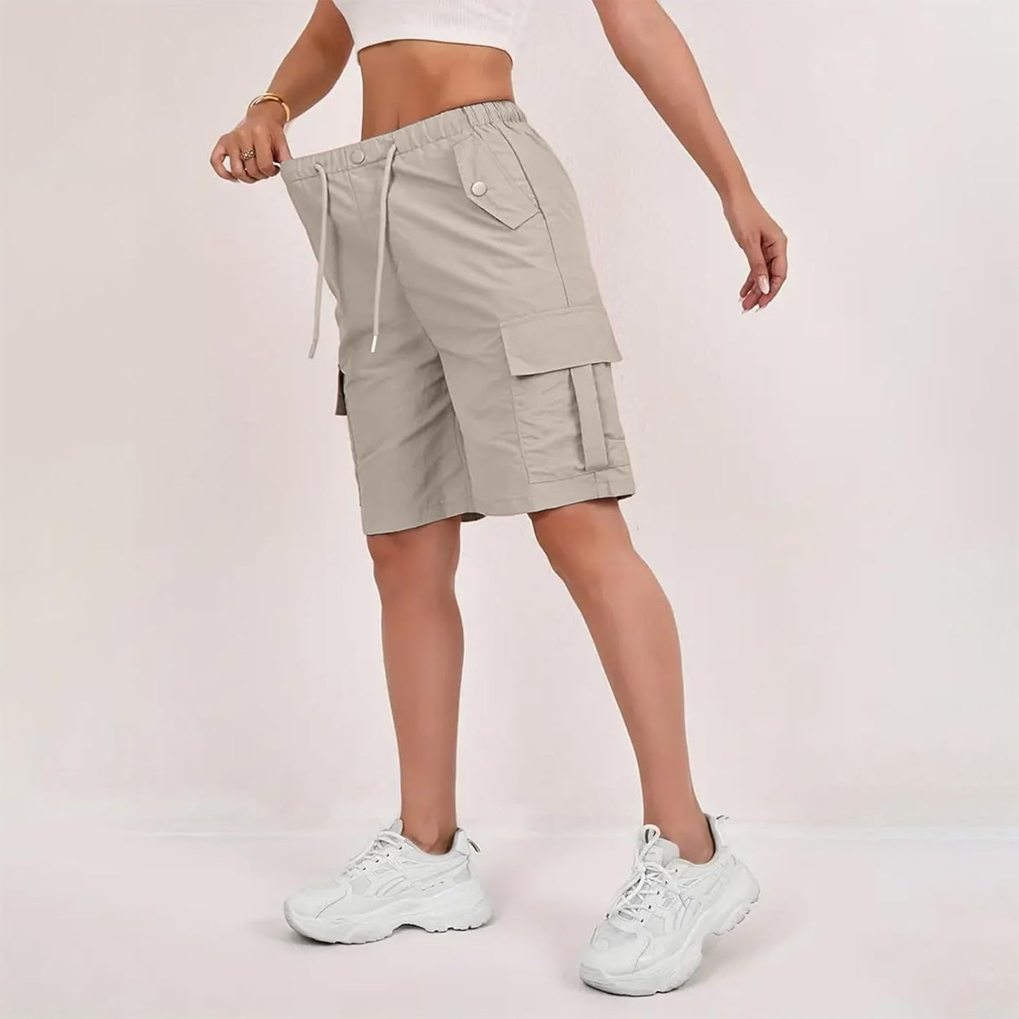 Skiennix Bermuda Shorts for Women - Quick Dry Cargo Shorts with Pockets | Knee Length Hiking Shorts