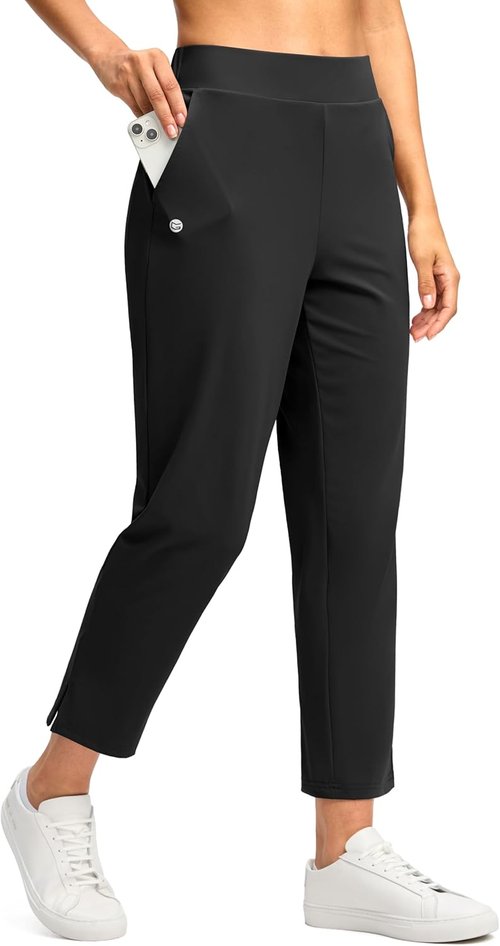 G Gradual Women's Ankle 7/8 Golf Pants - Stretchy Travel Pants with 3 Pockets & Inner Drawstring