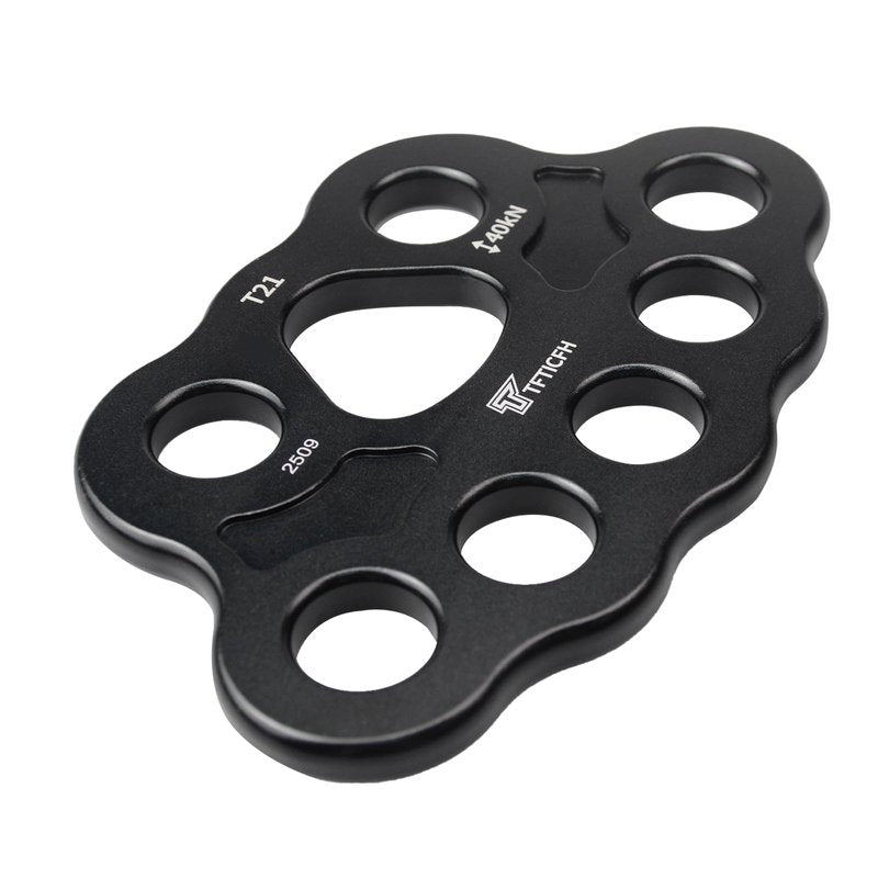 TFTICFH 40kN Rigging Plate, Large Multiplier Anchor, 8 Holes Force Divider Plate Bear, Climbing Descender Connector Gear for Hammock Firefighting Arborist Rock Climbing Rescue Cave Yoga Rappel,Black