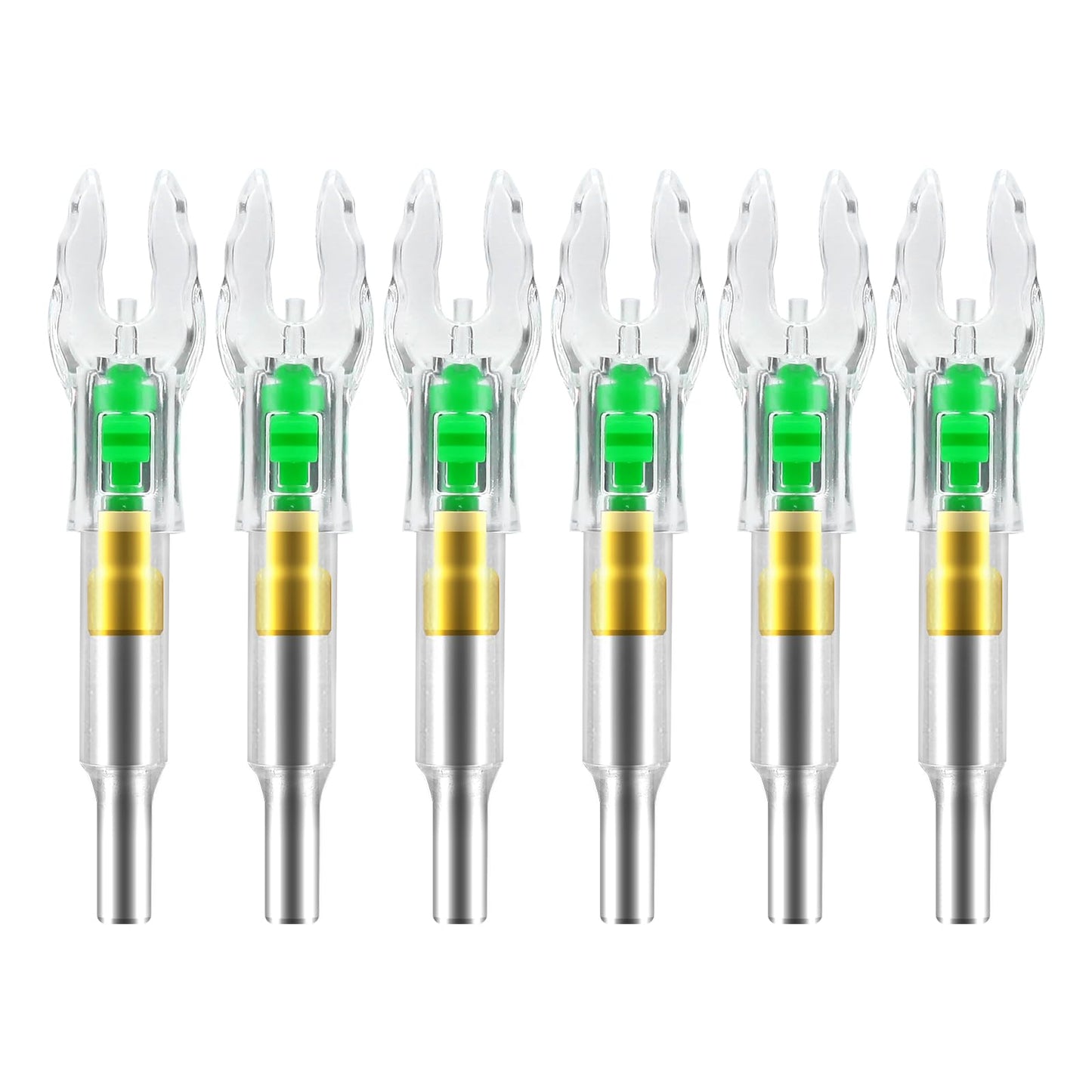 ACDSHOT 6 Pack X Lighted Nocks for Arrows with .204 .233 .244 .246 Inside Diameter with H, S, GT Bushings High Visibility Lighted Arrow Nocks