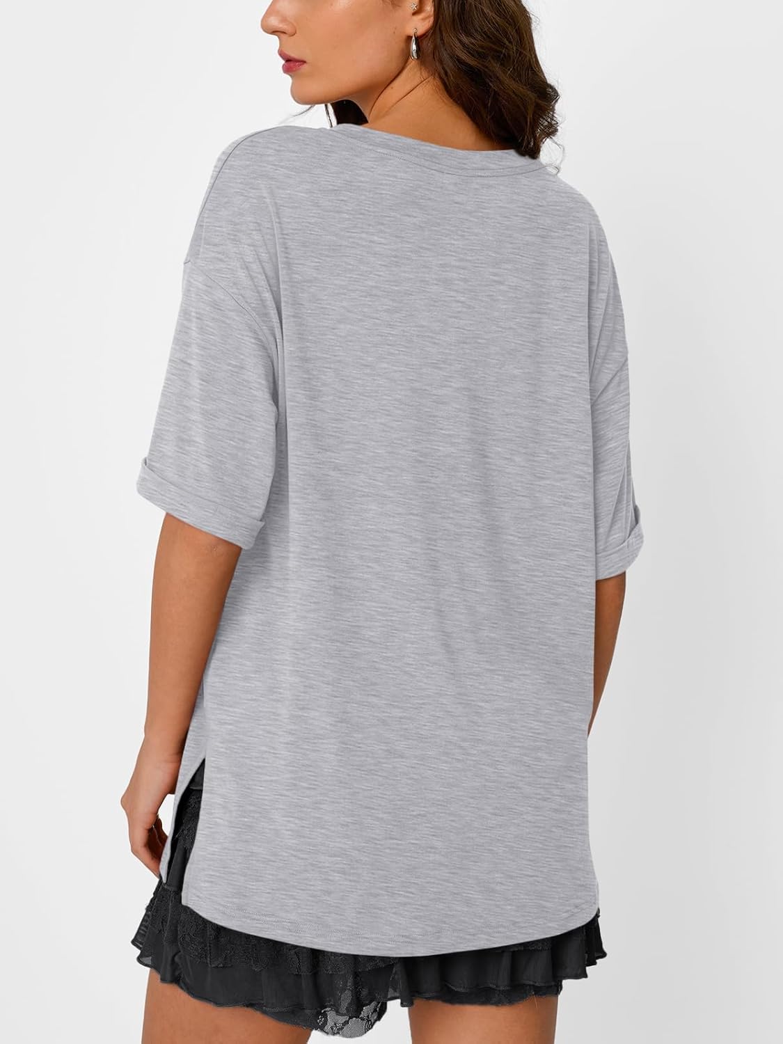 Trendy Queen Plus Size Oversized V-Neck T-Shirt - Breathable Fabric for Gym & Casual Wear