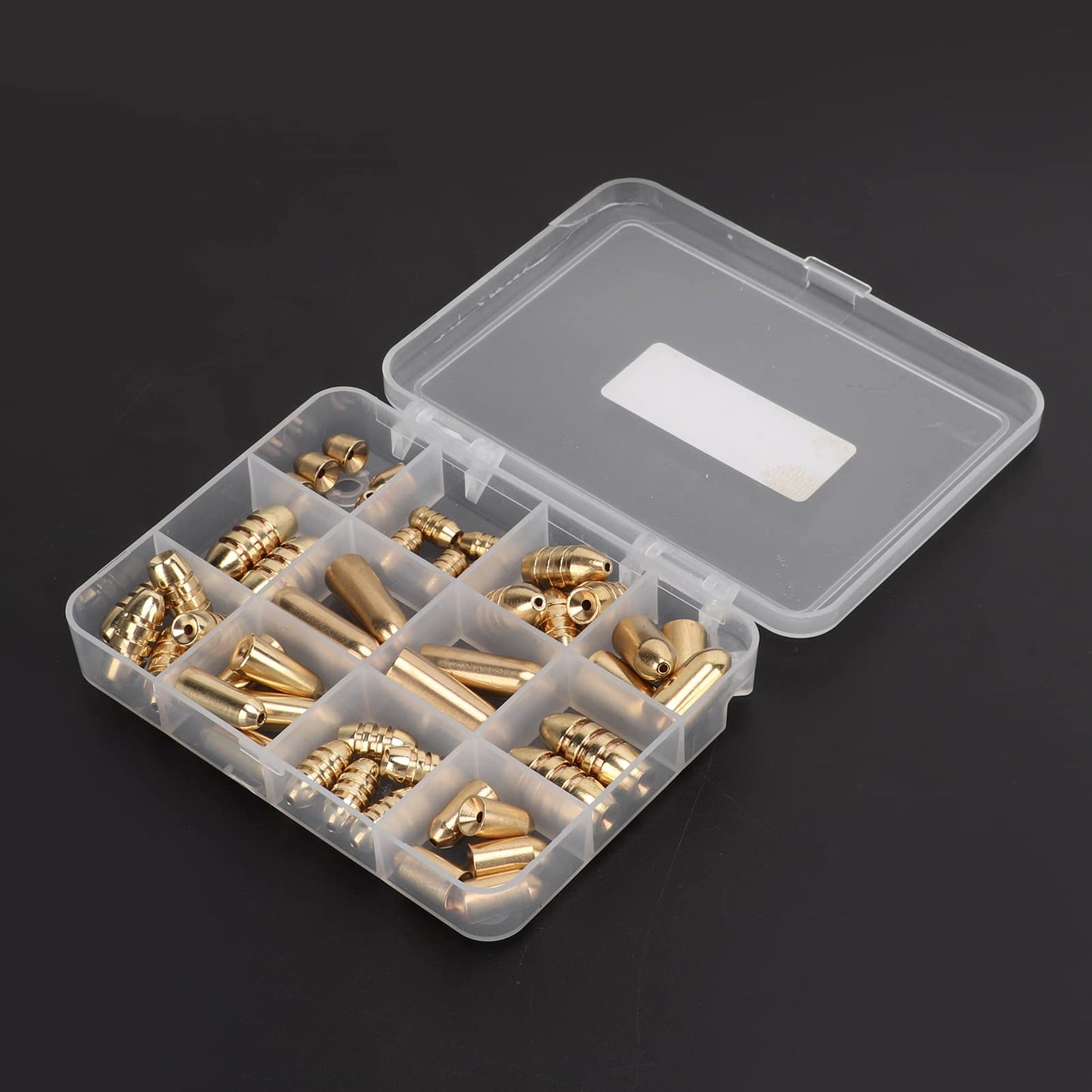 OUKENS Brass Sinkers Weight Kit, 46pcs Fishing Sinker Weights, Tackle Sinkers with Box for Freshwater Saltwater Bass Fishing