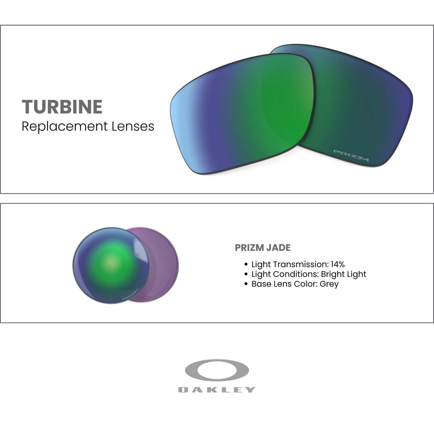 Oakley Original Turbine OO9263 00000965 PRIZM Jade Iridium Replacement Lenses For Men For Women -FRAMES NOT INCLUDED