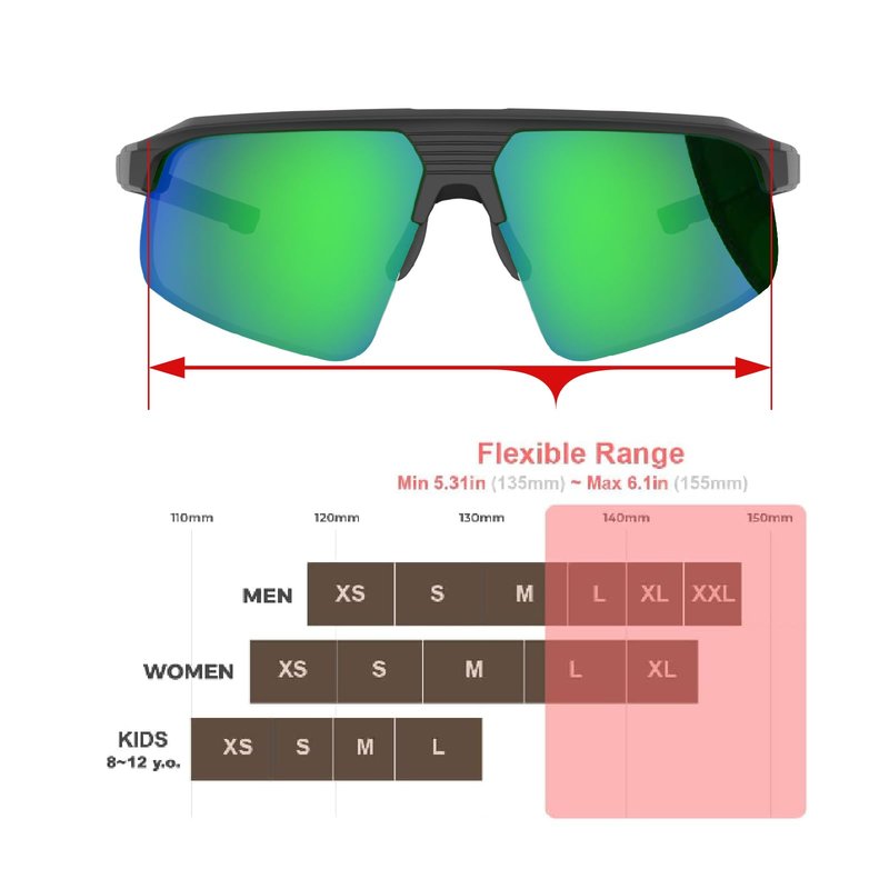 WDP100 Polarized Sports Sunglasses for Men Women UV400 TR90 Lightweight for Cycling Running Baseball Hiking with Case Strap