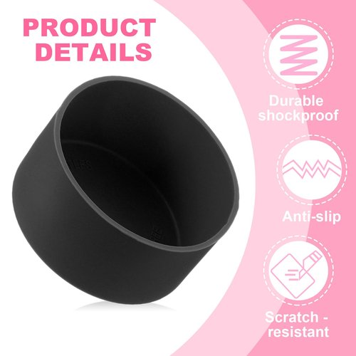 YELARXI Tumbler Boot Silicone Anti-Slip Protective Sleeve Bottom Water Bottle Accessories, 3.5 inch Diameter Fit for Stainless Steel Sports Vacuum Flask - 32-40oz (4 Pack, Black)