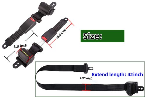 Dr.Acces Universal 2 Passenger Retractable Seat Belts and Bracket Kit for Club Car,EZGO Yamaha etc. Golf Cart
