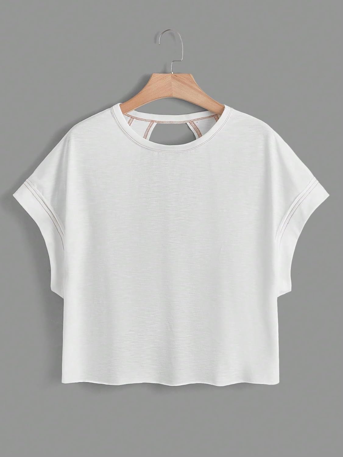 **SOLY HUX Women's Open Back Workout Tee - Casual Short Sleeve Athletic Shirt in Oversized Fit**