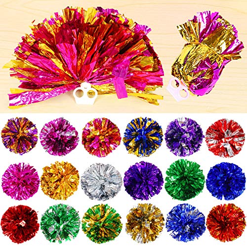 Cheerleader Pom Poms - 4 Pack Blue White Plastic Cheerleading
