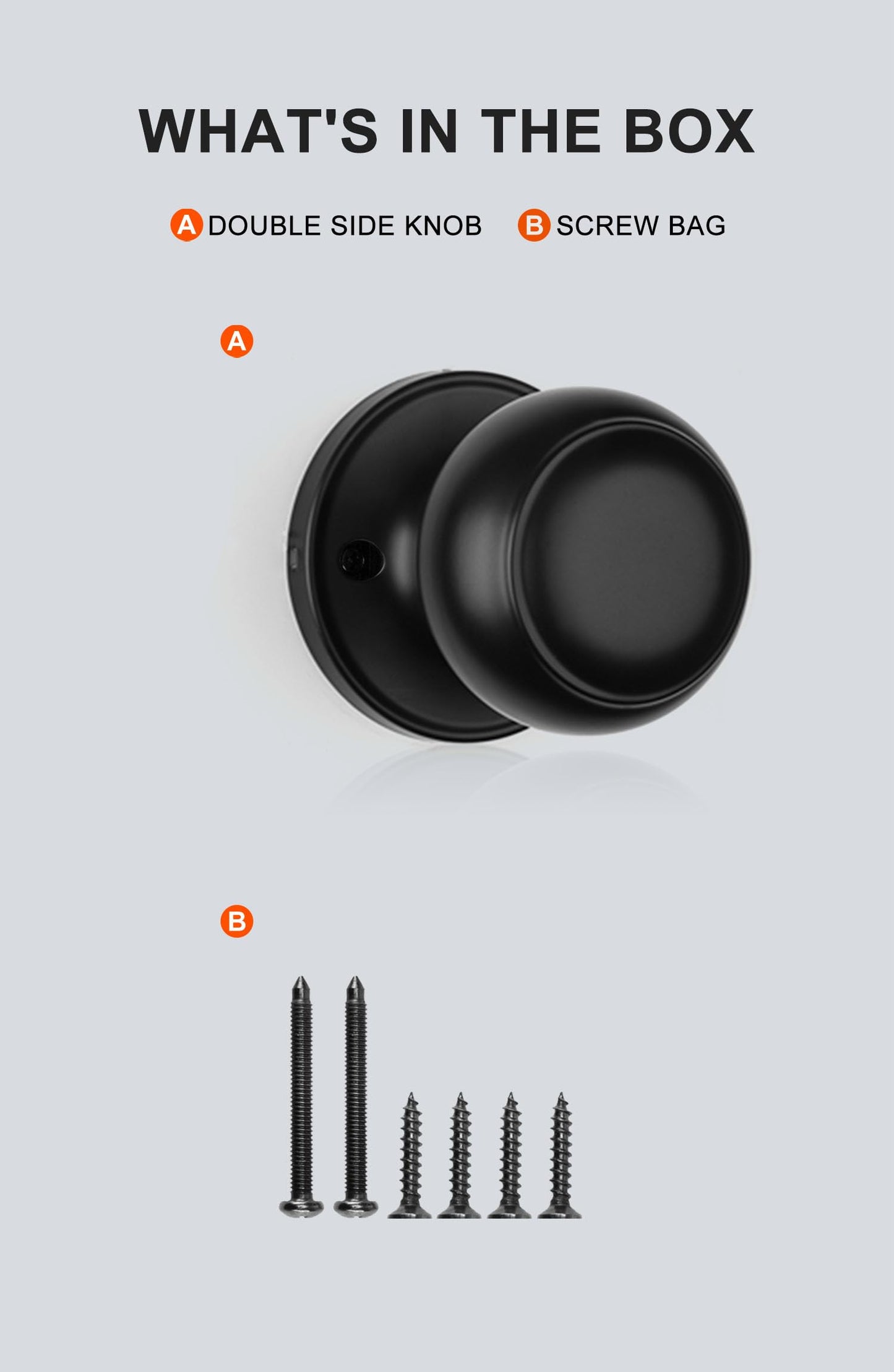 Haidms 1 Pack Black Dummy Door Knob, Half Matte Black No-Turning Dummy Closet Doors Single-Sided Door Locks (2 Pieces/1 Pair)