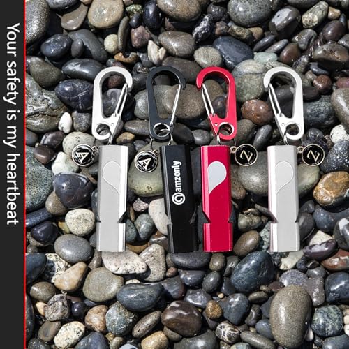 Heart-Engraved Aluminum Emergency Whistles - Silver Pair with Keychains & Lanyards