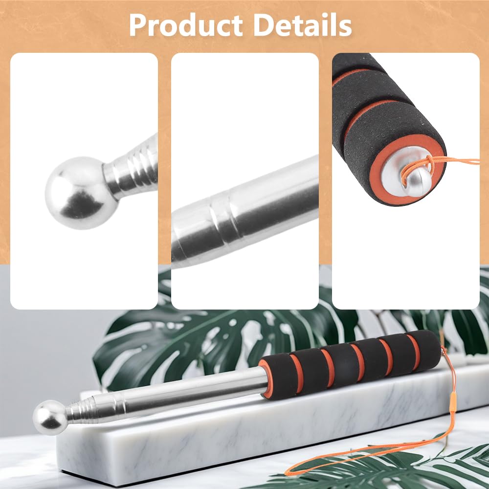 TWZKXC 2 Pcs 51" Hollowing Drum Hammer Sound Detection Folding Stick, Upgraded Reinforced Thickened Telescopic Rod for House Decoration Inspection, Solid Ball Reinforcement Design Comes with Lanyard