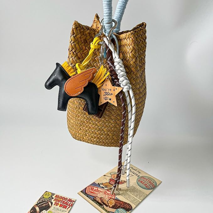 Rope Bag Charms for Handbags - Y2K Purse Charm - Black/Brown