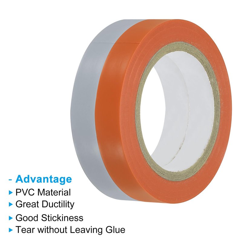 PATIKIL 32.8Ft Grip Finishing Tape, 6 Pack PVC Racquet Finishing Tapes Racket Accessories Sticky Seal for Tennis Badminton, Silver/Orange