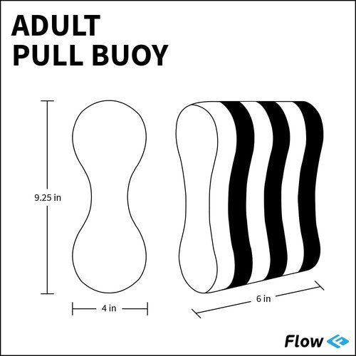 Flow Swim Gear Training Pull Buoy - Pull Float for Pool Lap Swimming in Adult and Junior Sizes (Blue/Black, Junior)