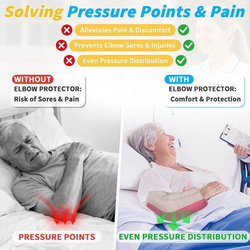 EZ Assistive Elbow Pads Elbow Protectors for Elderly and Bedridden Patient, Elbow Protector with Soft Fibre, Large Size 1 Count