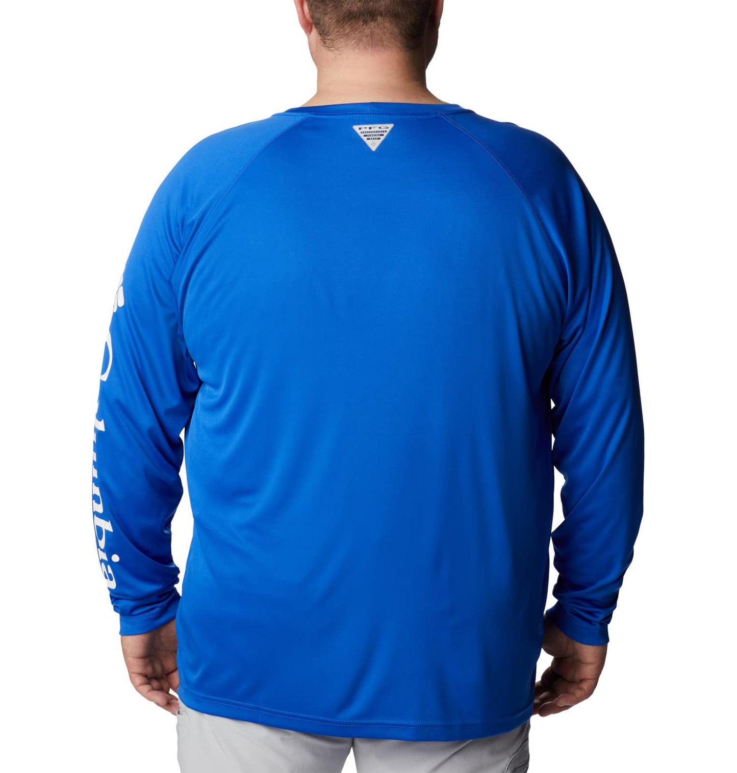 Columbia Men's Terminal Tackle Long Sleeve Shirt, Blue Macaw/White Logo, 4X Big