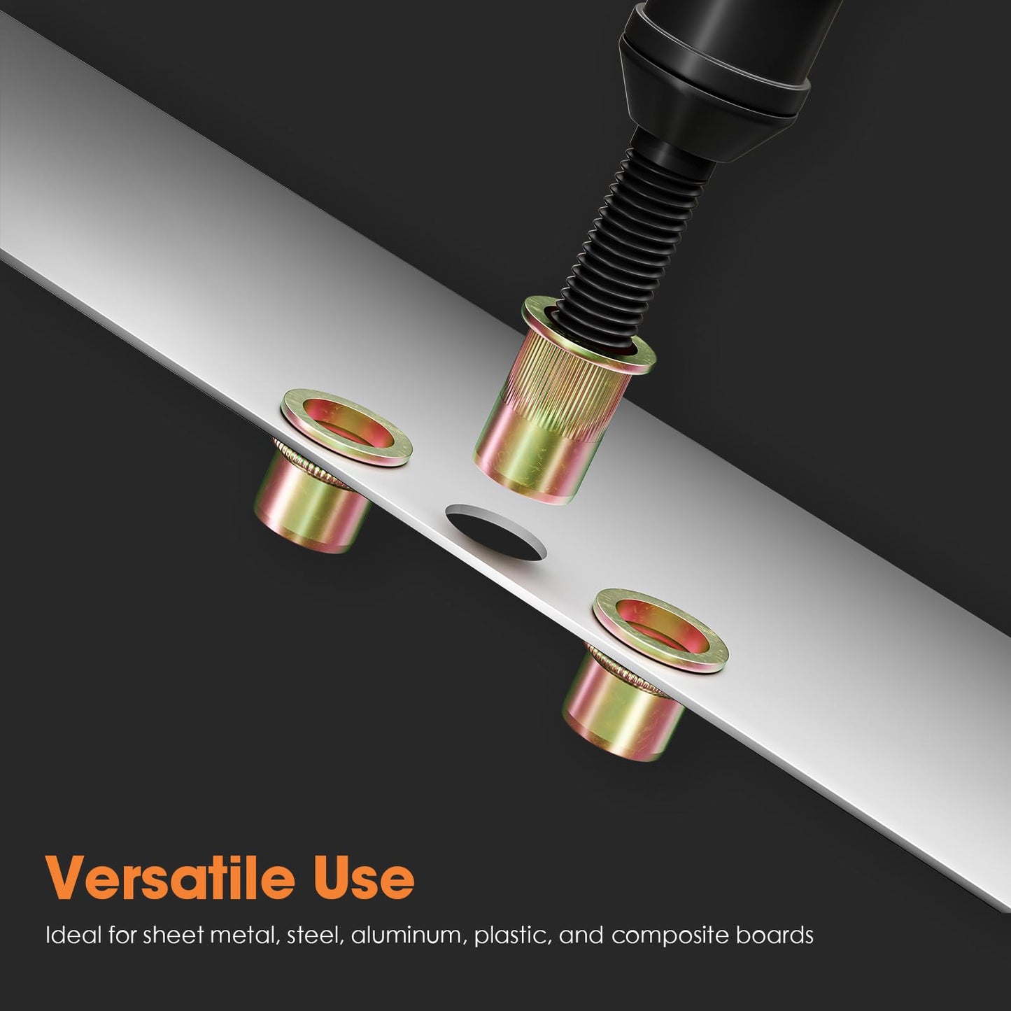 HANGLIFE Rivet Nut, M12 Metric Rivnut - Flat Head Nutserts, Zinc Plated Carbon Steel Knurled Body Threaded Insert Nuts, 20 Pieces