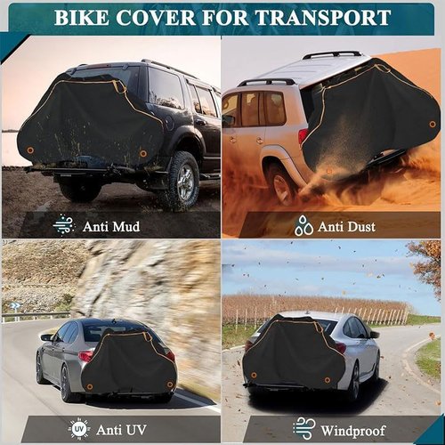600D Oxford Cloth Bike Cover - Waterproof Outdoor Bicycle Protection | UV Resistant for Mountain/Road/Electric Bikes, 75L x 39W x 26H Inch (Black)