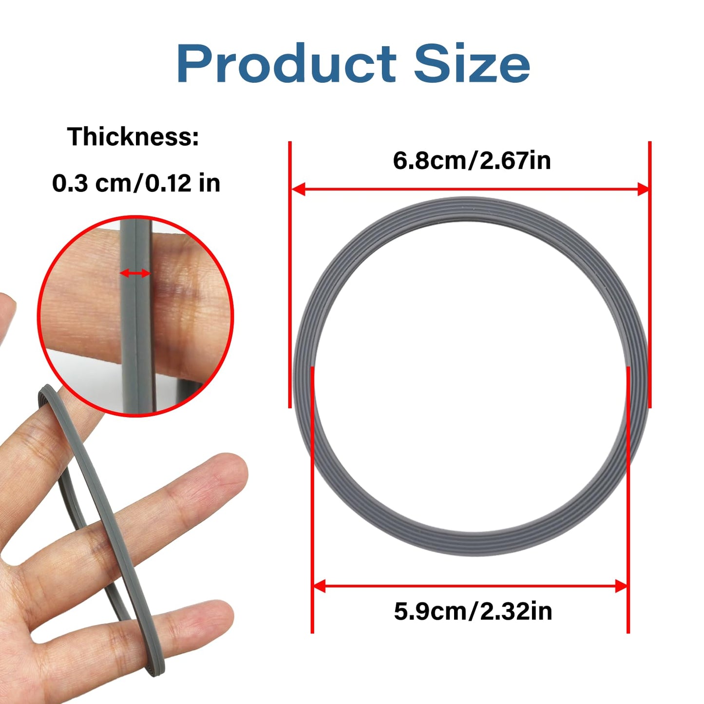 6 Pcs Water Bottle Gasket Replacement for Owala FreeSip 19/24/32/40oz,Silicone Lid Seal O Ring,Sealing Gaskets Replacement Accessories Compatible with Owala FreeSip Stainless Steel Cup(Gray)