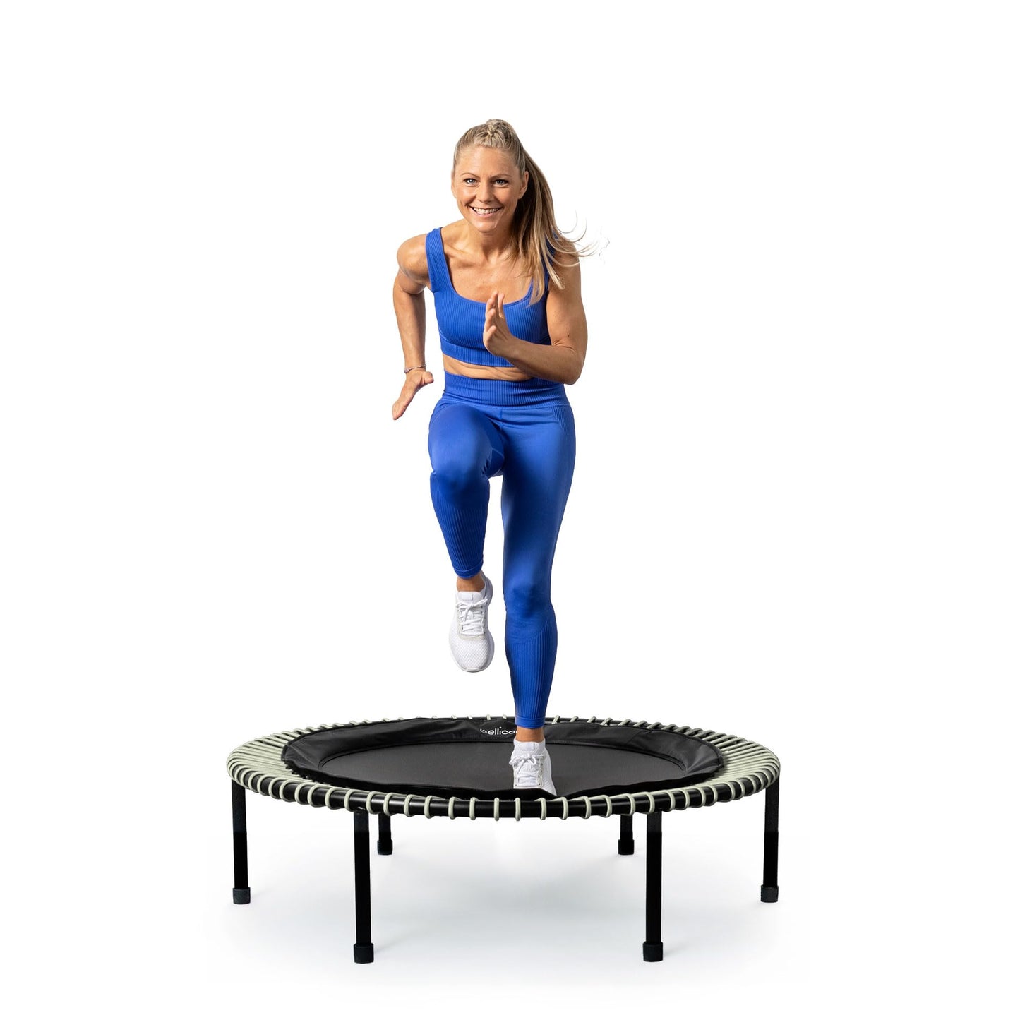 bellicon Mini Trampoline 39'' (Beige) | Bungee Suspension up to 330 lbs | Indoor Fitness Rebounder for Adults | Screw-in Legs