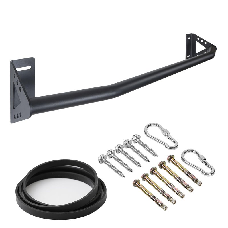 Purife Wall Mounted Heavy Duty Pull Up Bar Doorway With Assist Band, Strength Training Pullups Bar for Doorframe, Thick Metal Sturdy Wall Hanging Bar, Wood Beam or Joist Mount Chin Up Bars 500 lbs