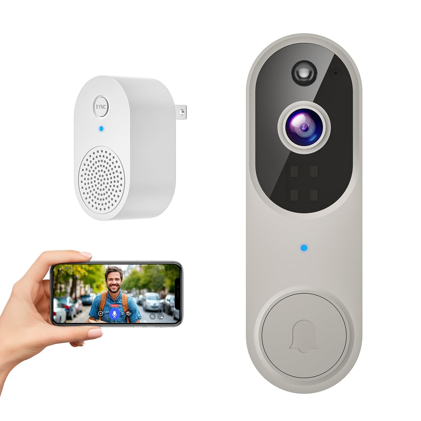 SwagBuzz 1080p Wireless Video Doorbell Camera with Night Vision, Two Way Audio and AI Motion Detection, 2.4G WiFi, Cloud Storage, Battery Powered
