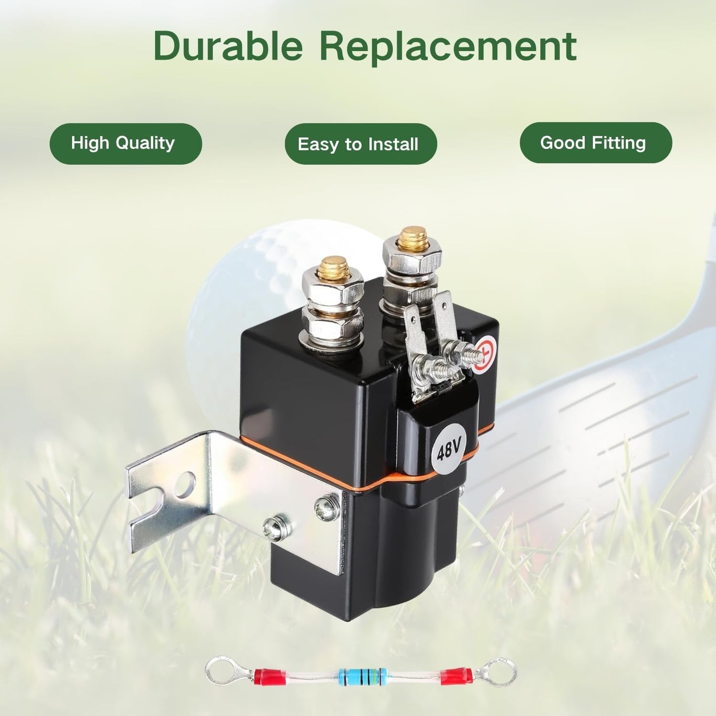 Alfametrix 48V Golf Cart Solenoid,Club Car Solenoid 4 Terminal Solenoid Coil for Club Car 1995-up DS & Precedent 2000-up Electric Golf Cart with Resistor Replace OEM# 101908701 102774701