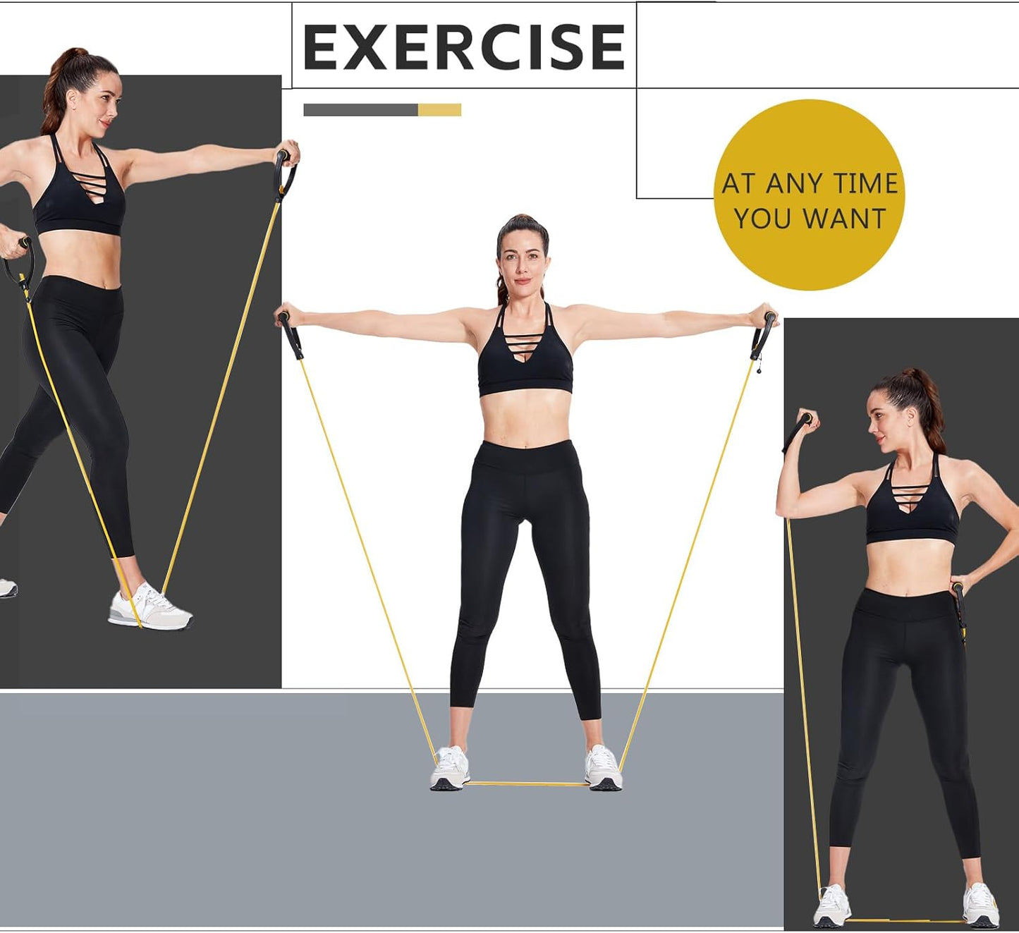 Skiennix Resistance Exercise Bands - 3 PCS Set with Handles & Door Anchor | Ideal for Men & Women