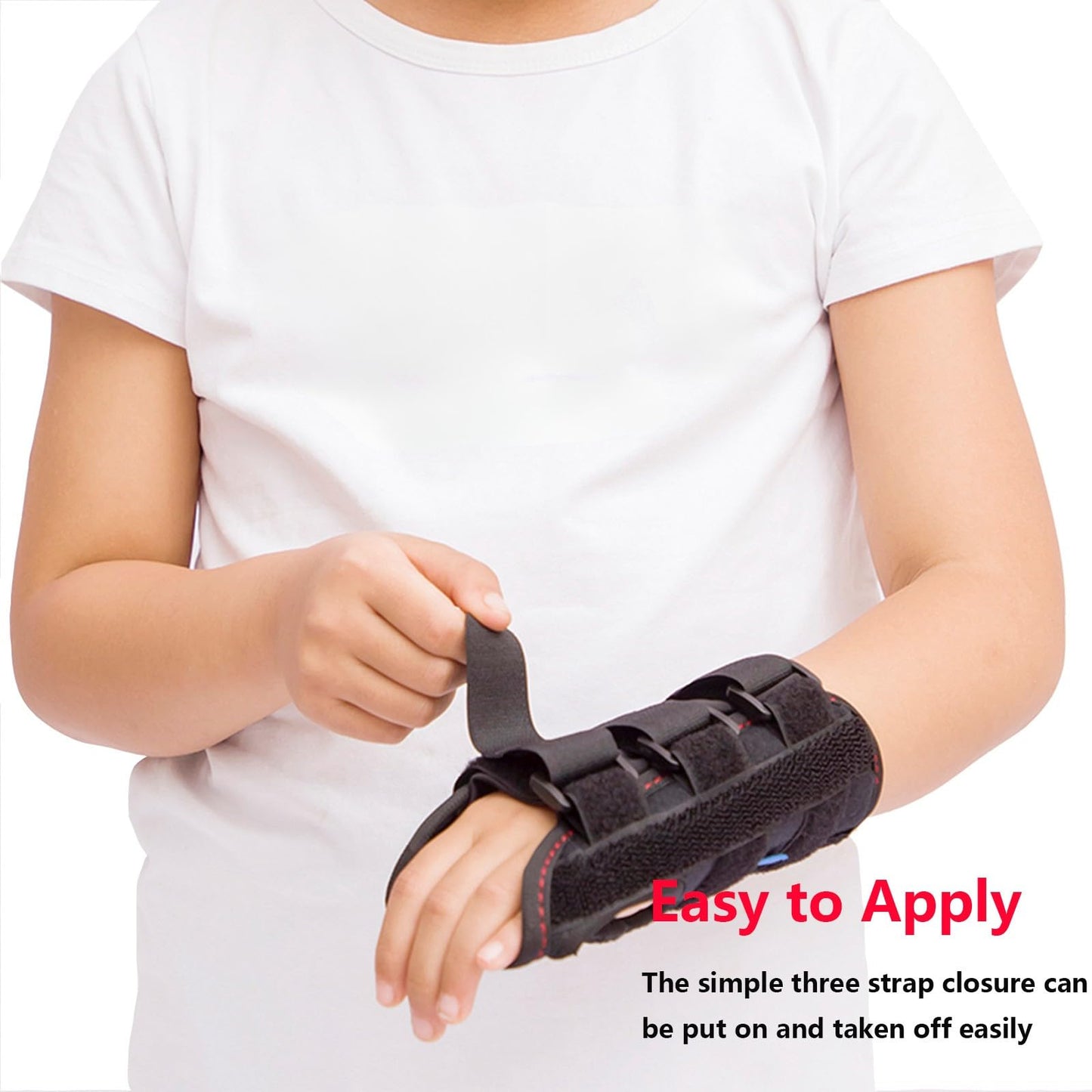 Kids Wrist Brace Fits wrist circumference 4-6.2 inches Pediatric Wrist Splint & Wrist Support for Kids, Adjustable Youth Wrist Brace for Sprains, Strains, Arthritis & Carpal Tunnel Pain Relief - Left & Right Hand (1, Black, Pediatric)