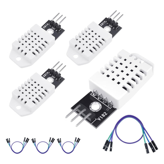 SATUY 4Pcs DHT22/AM2302 Digital Temperature Humidity Sensor Module with Cable, Temp Range -40~80℃ (±0.5℃), Humidity 0~100% RH (±2%) for A-rduino Electronic Practice DIY, Replace SHT11 SHT15