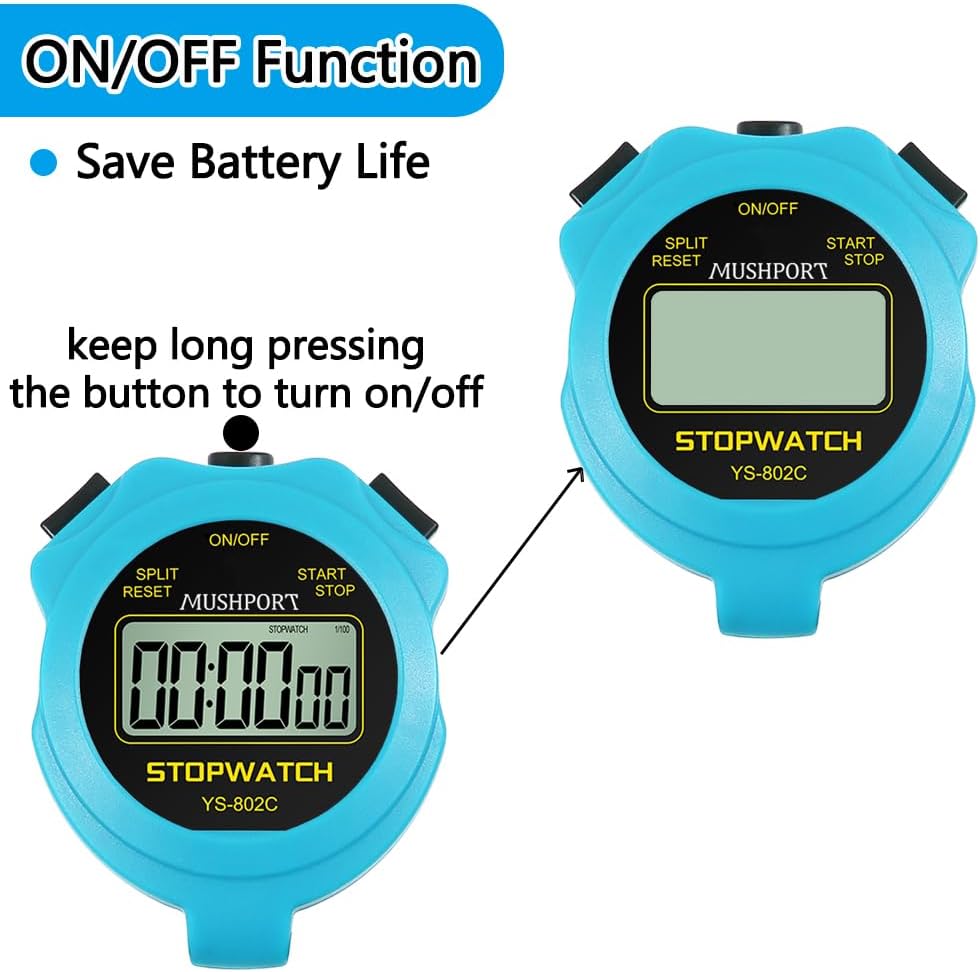 Skiennix Stopwatch Timer - Digital Sports Stopwatch with Large Display | Silent Operation, Blue