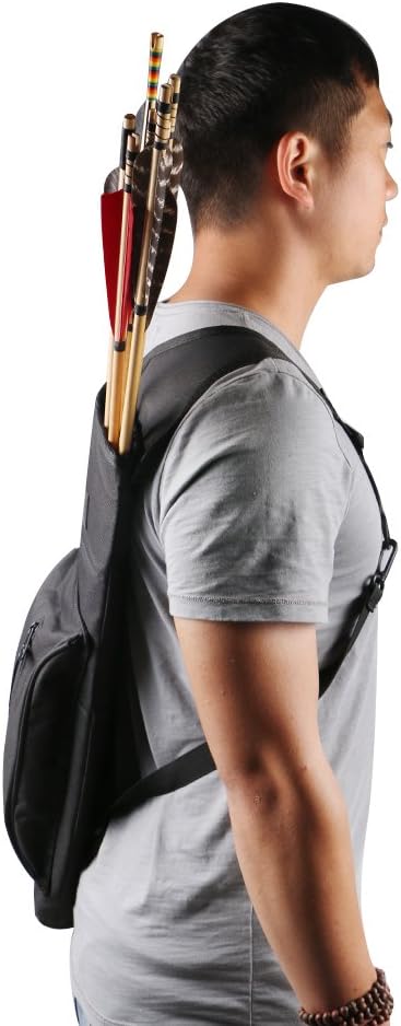 TOPARCHERY Archery Quiver - Durable Canvas Arrow Holder with Front Pockets for Target Shooting
