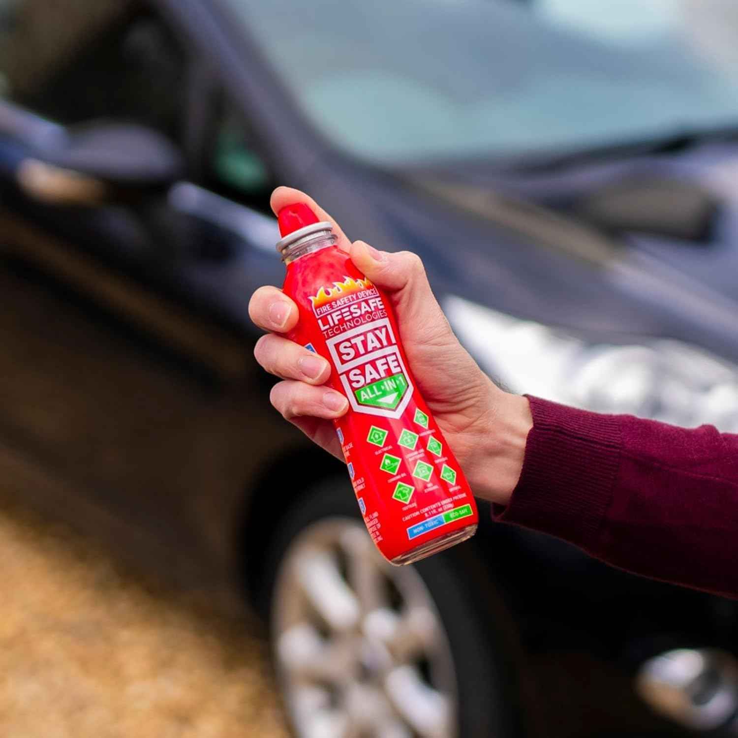 LifeSafe Technologies StaySafe All-in-1 Portable Fire Extinguishing Spray | Compact Fire Spray Smothers 10 Types of Fires | Non-Toxic, Non-Hazardous & Eco-Friendly for Home, Kitchen and Garage