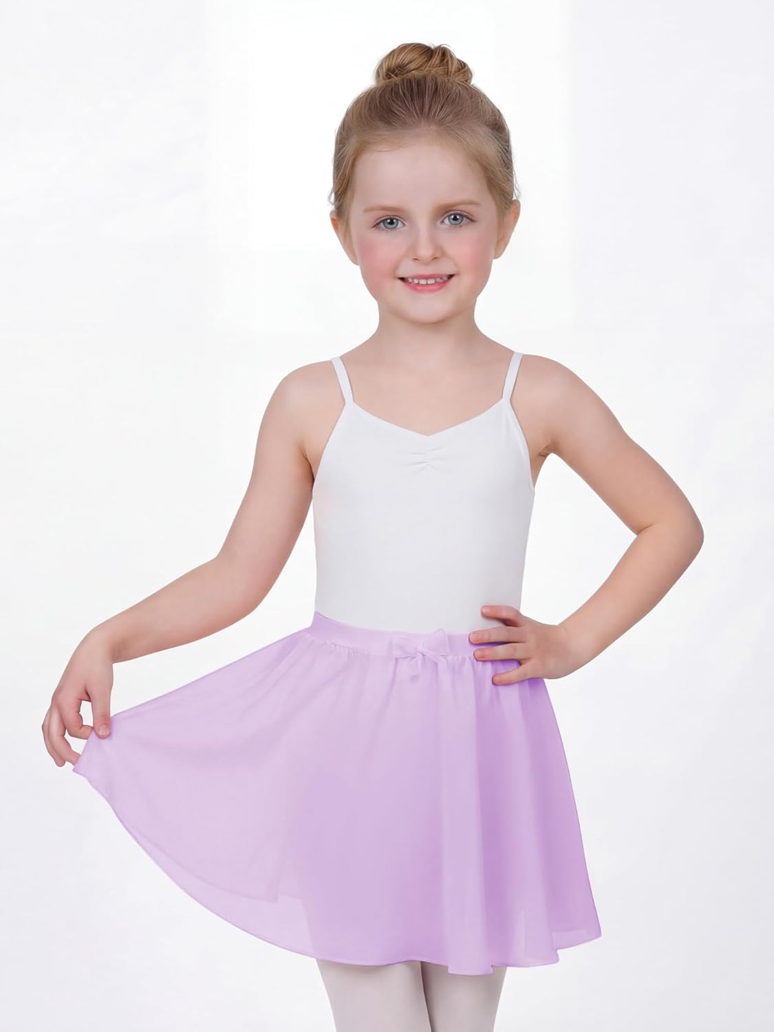 Stelle Girls Ballet Skirt - Chiffon Dance Skirt with Mesh Bowknot | Elastic Waist Pull-On Design