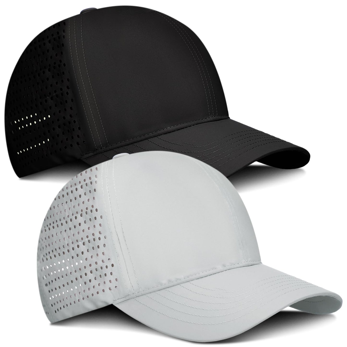 Shyyween 2 Pack Oversize XXL Baseball Cap, Breathable Mesh Quick Dry UPF50+ Cooling Touch Sweatband Running Big Head Golf Cap Black, Gray