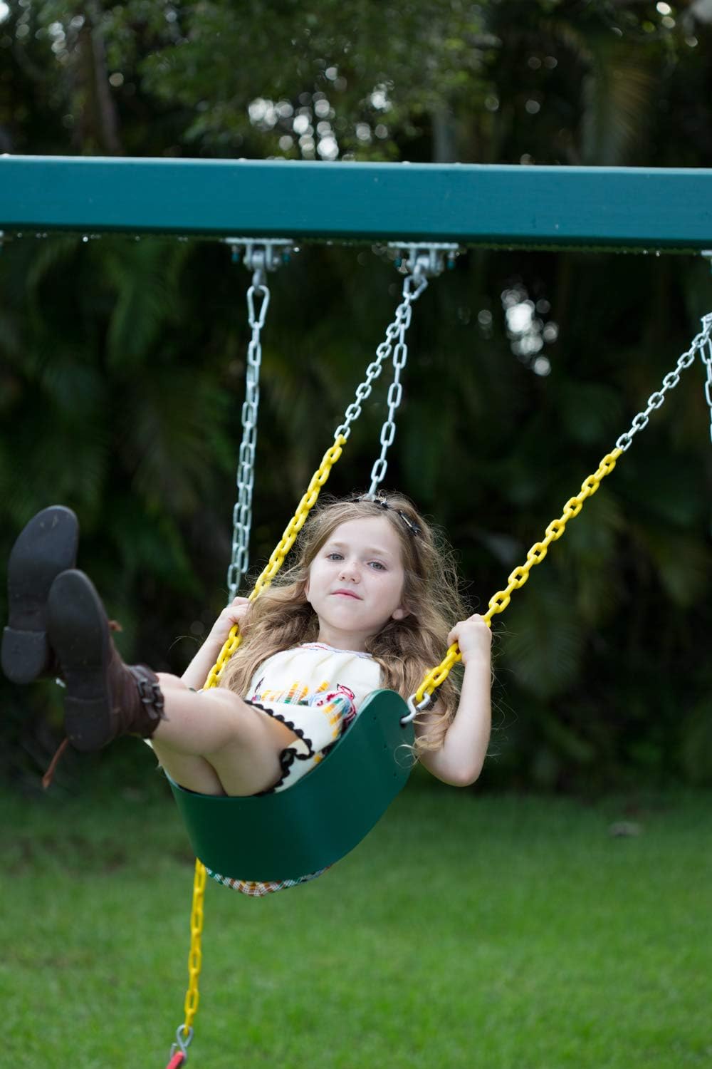 Bounce Swing Seat - Heavy-Duty Outdoor Swing Set Accessory with Rust-Proof Chain, Green (1 Pack)