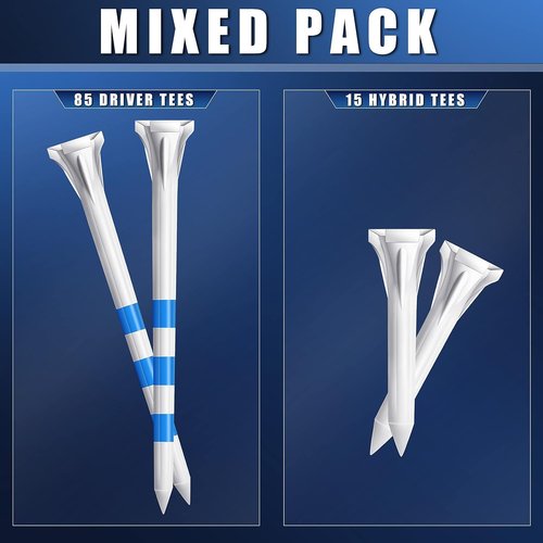 CHAHMPKEY Premium 3-Prong Golf Tees - 40% Reduced Ball Contact for Stability | 3-1/4" | 100 Pack