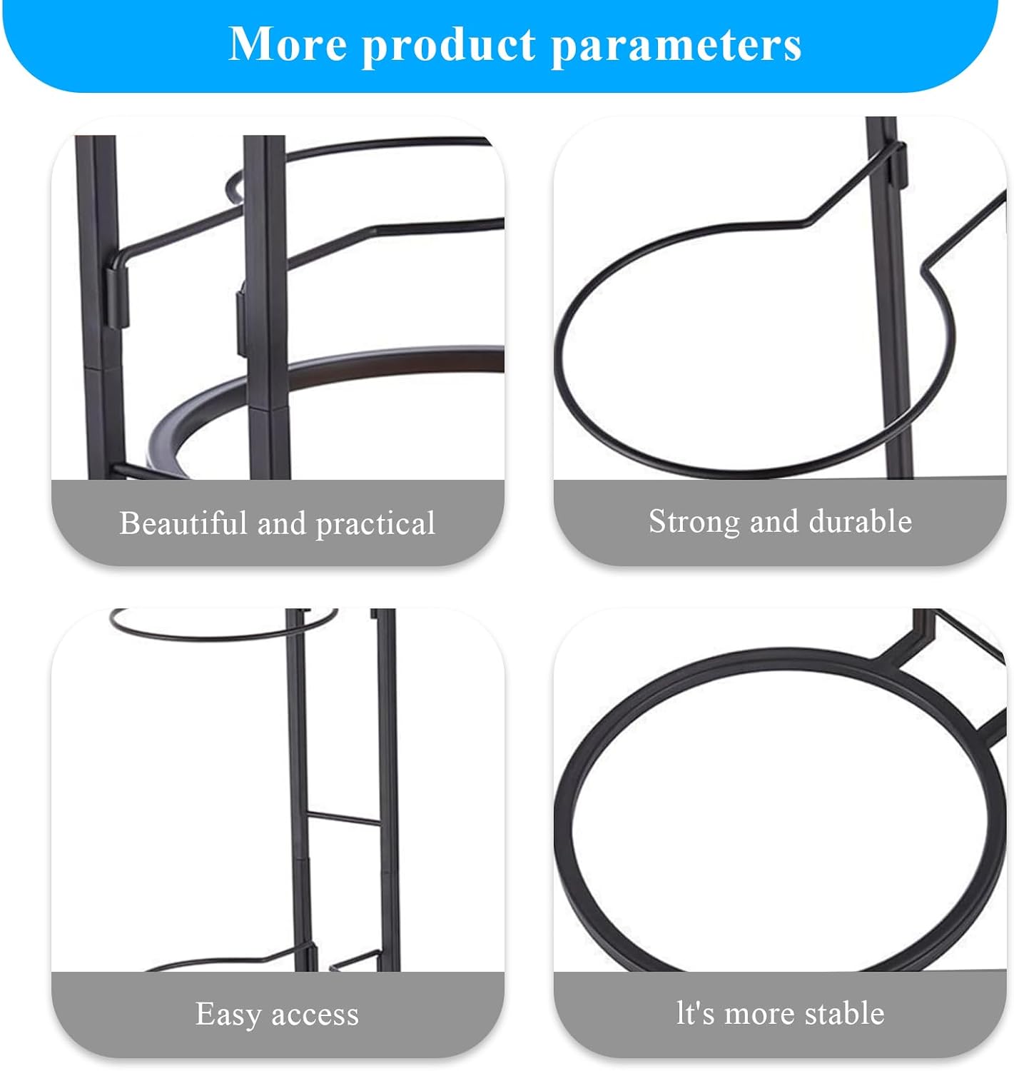 Skiennix 4-Tier Ball Storage Rack - Heavy-Duty Carbon Steel Holder for Basketball & Football | Nail-Free Design
