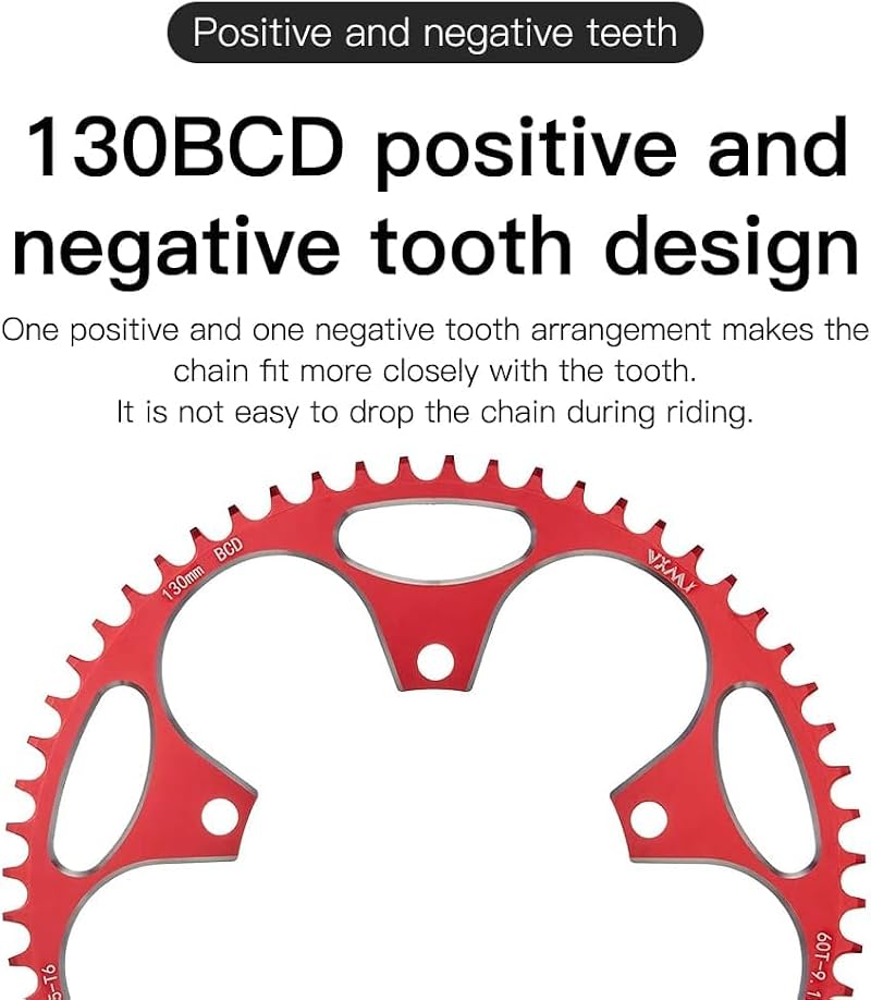 YBEKI 42T Black 130BCD CNC Aluminum Chainring for Road Bikes, Anti-Drop, Ultra-Light